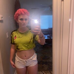 Green and black tie dye crop top from Zumiez EVERYTHING MUST GO